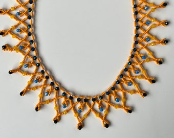 Bold Bright Statement Necklace - Orange Beaded Necklace for Special Occasions - Unique Necklace - Gift for Her