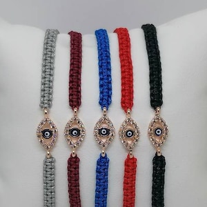 Evil Eye Makramee Armband mit Cubic Zirkonia Steinen
