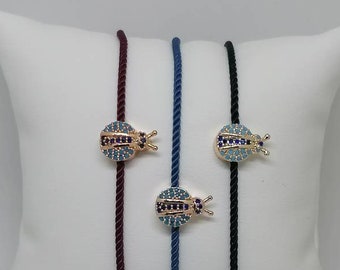 Lucky Ladybird Charm Adjustable Bracelet / Cute Charm Bracelet / Friendship Bracelets for Good Luck / Gift Idea for Friend, Sister or Mother