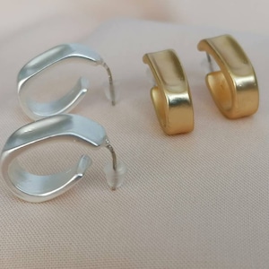 Small Matt Hammered Hoops / Abstract Mini Hoop Earrings / Gift for her / Casual Earrings / Matt Gold or Silver Jewellery