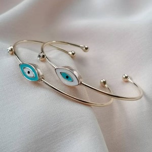 Evil Eye Cuff Bangle with Cubic Zirconia Stone /Gold/ Evil Eye Jewellery / Bracelet / Gift for Her