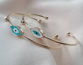 Evil Eye Cuff Bangle with Cubic Zirconia Stone /Gold/ Evil Eye Jewellery / Bracelet / Gift for Her