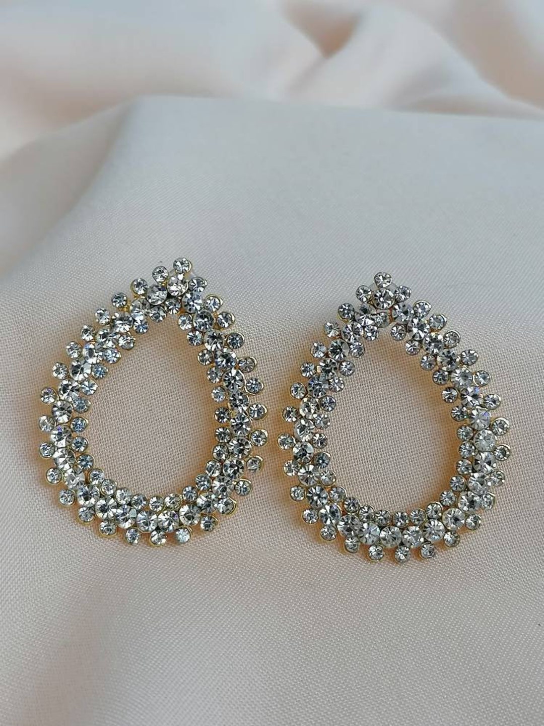 Teardrop Cubic Zirconia Statement Earrings / Christmas Zoom Etsy