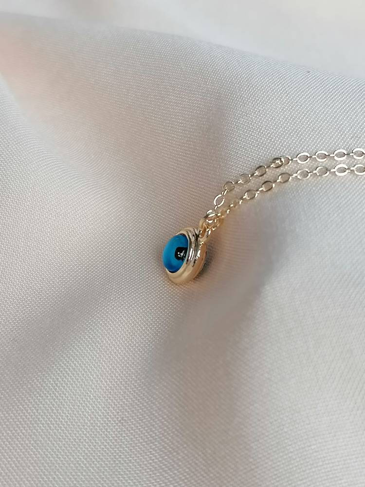 Evil Eye Stacking Shell Necklace in Gold with Resin Bead charm | Etsy