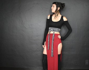 Saia longa com fenda - Vermelha - Cintura média - ÚLTIMA UNIDADE - Tamanho PP