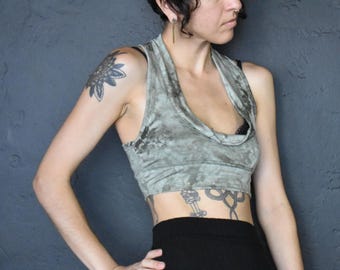 HECHO A MEDIDA - Top corto - Color salvia