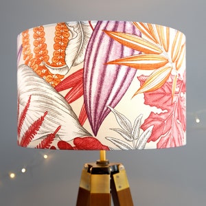 Pink Orange Tropical Lampshade 20cm 25cm 30cm 40cm Drum Lamp shade - Lamp Shade, Pink, Orange, Handmade Home Decor Ceiling Lamp Table Lamp