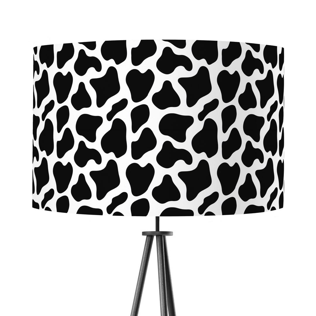 Lampshade Animal Cow Print Velvet - Black White - Drum Lamp Shade ...
