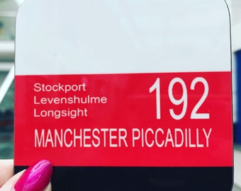 192 Coasters - Bus Manchester Stockport Levenshulme Longsight Transport Personalisation Available Drinks Coasters Housewarming Gift