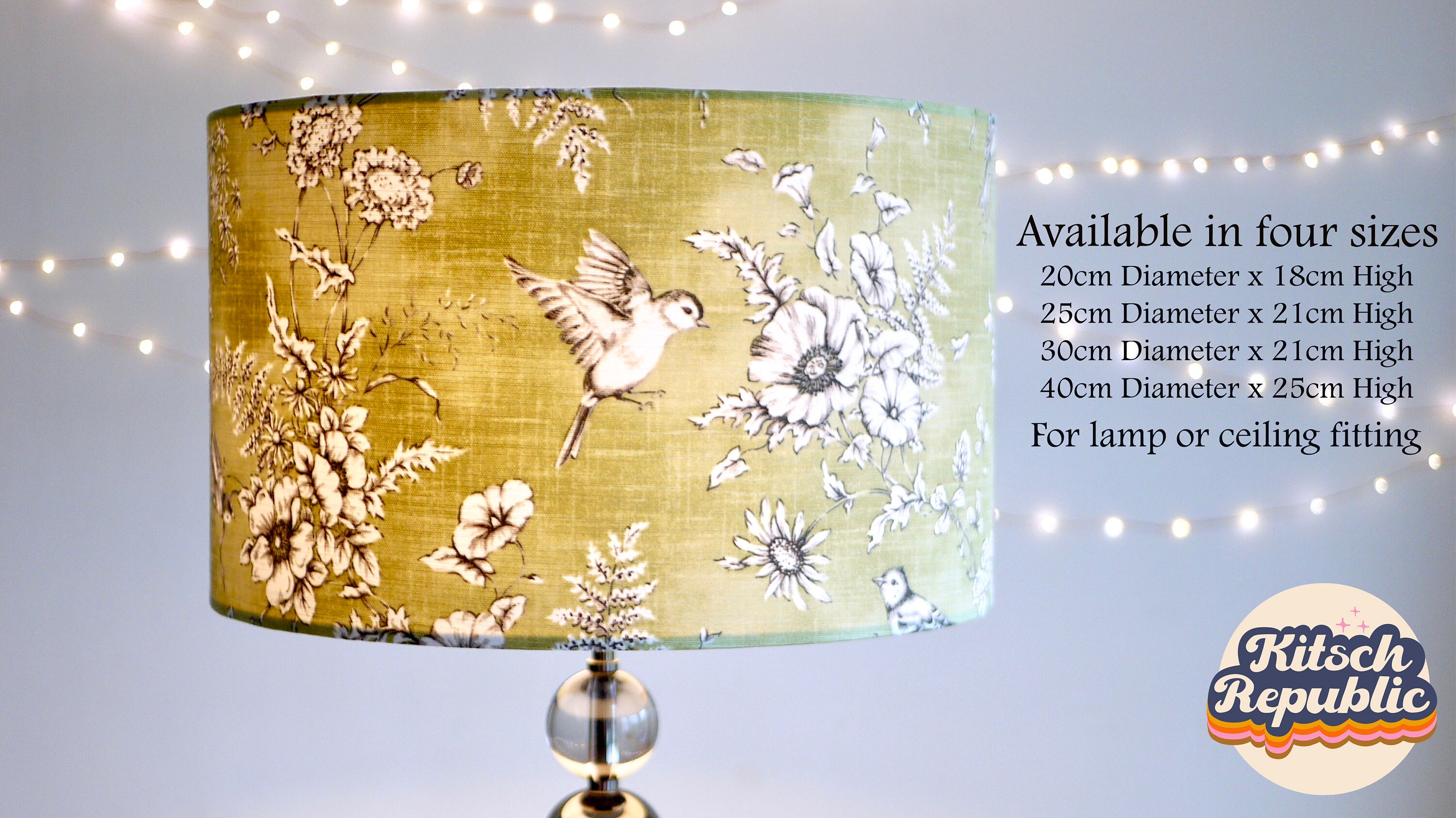Green Bird Lampshade 20cm 25cm 30cm 40cm Drum Lamp Shade Etsy UK