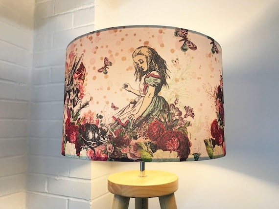 Alice in Wonderland Lampshade - 20cm 25cm 30cm 40cm - Drum Lamp Shade Mad Hatters Tea Party Queen Fantasy Exclusive Kitsch Republic