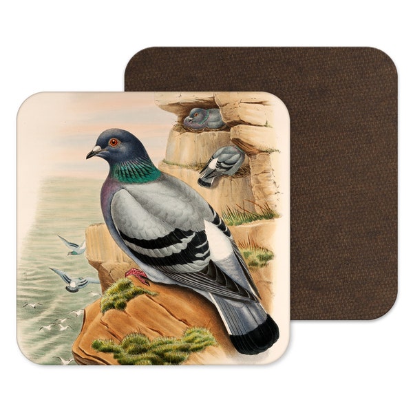 Bird Coasters Pigeon - Retro - Vintage - Kitsch Republic Coaster - Personalisation Available - Pidgeon Racing homing pigeon