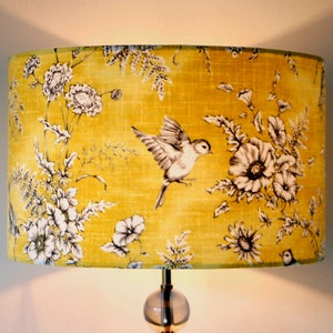 Yellow Bird Lampshade 20cm 25cm 30cm 40cm Drum Lamp Shade Vintage