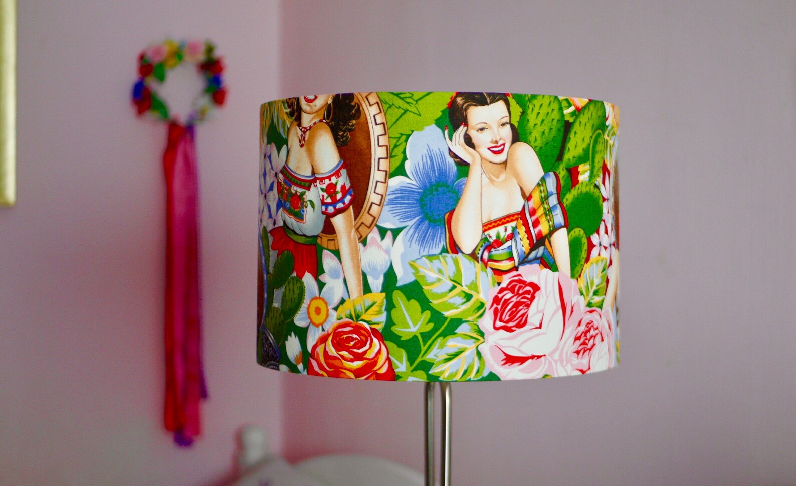 Pinup Lampshade 30cm 40cm Drum Lamp Shade Mexican Lamp Etsy