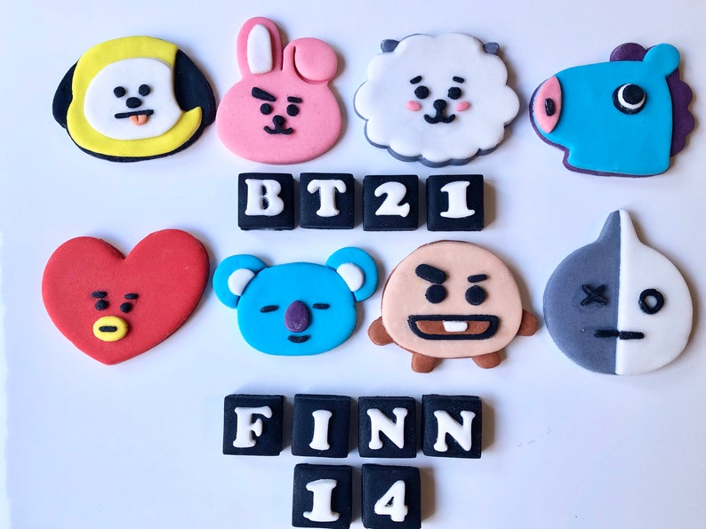 edible bt21 bts cake topper set etsy