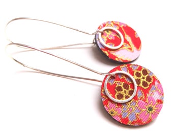 Boucles fleurs japon rouge