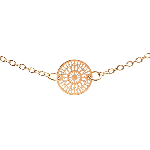 Collier or fin réglable Chakra équilibre, bien-être, filigrane rosace zen, yoga, mandala