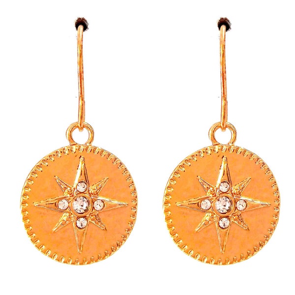 Boucles étoile polaire laiton strass