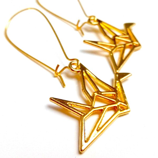 Boucles grues japonaises origami laiton