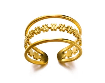 Adjustable gold stainless steel filigree ring of your choice