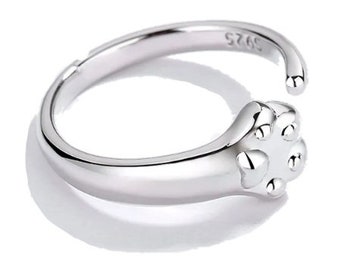 Bague réglable argent 925 patte de chat