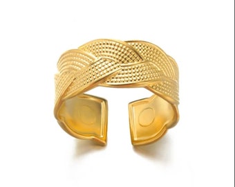 Adjustable golden stainless steel ring with bangles of your choice