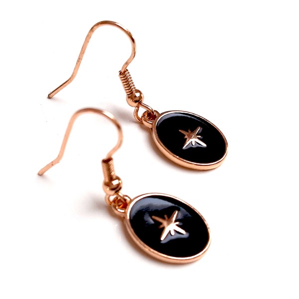 Boucles d'oreilles émail epoxy ONYX