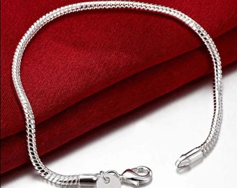 Bracelet argent 925 maille serpent cadeau femme