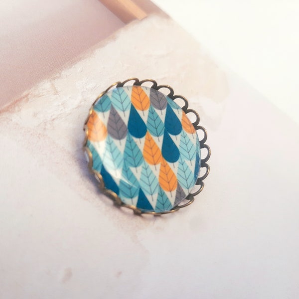 Broche cabochon arbres graphiques