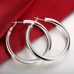 Large 925 silver hoop earrings