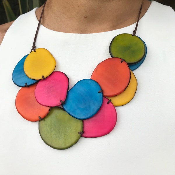 Necklace, Gardenia necklace, Handmade, Eco Friendly, gift for mom, tagua necklace, tagua nut, tagua jewelry, fair trade, adjustable