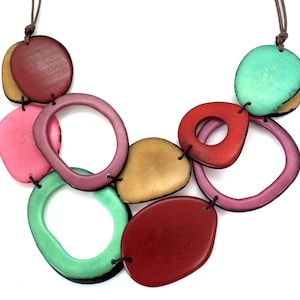 Adjustable Necklace, statement necklace, Agua necklace, Handmade, gift for her, tagua necklace, tagua nut, tagua jewelry, Eco-friendly