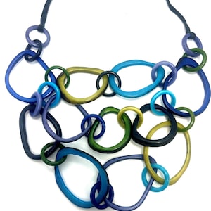 Adjustable necklace, tagua necklace, handmade, Eco Friendly, tagua jewelry, organic necklaces, statement necklace, triple layer necklace