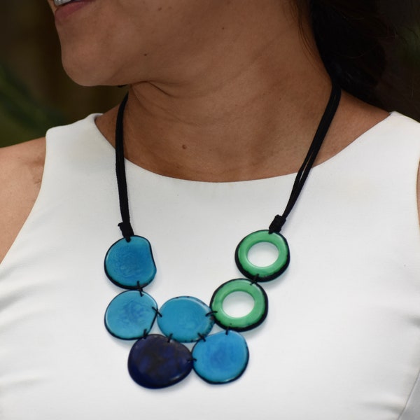 Necklace, tagua necklace, Paraiso, handmade, Eco Friendly, gift for her, tagua jewelry, organic necklaces, statement necklace, fair trade