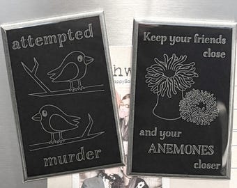 Creepy Pun Magnets | Dark Humor Refrigerator Fridge Decor | Letterpress Printed Goth Gift