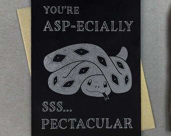 Snake Love Card | Funny asp Letterpress Greeting | Goth Anniversary Birthday Card