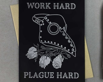 Goth Plague Mask Card | Metallic Ink Letterpress