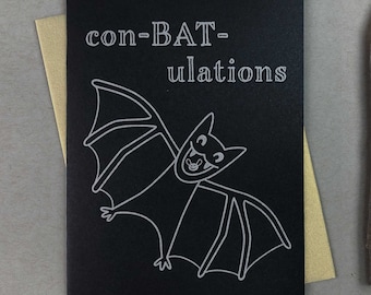 Bat Congratulations Card | Goth Letterpress Card