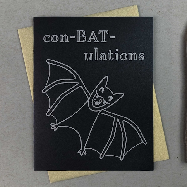 Fledermaus Glückwünsche Karte | Gothic Letterpress Karte