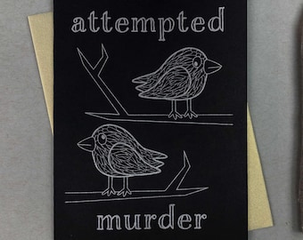 Crow Blank Card | Letterpress Witchy Stationery | Gothic Raven Greeting card