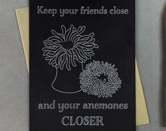 Sea Anemone Pun Card | Funny Letterpress Marine Biology Greeting for Ocean Lovers