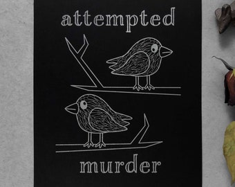 Crow letterpress art print | pastel goth decor murder of crows