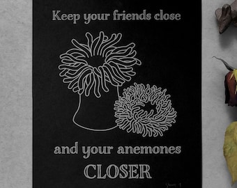 Metallic Anemones Letterpress Print | Goth Witchy Art (8x10)