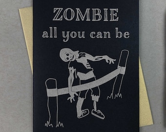 Zombie card | letterpress card goth encouragement card