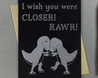 Funny T-Rex Miss You Card | Thinking Of You Letterpress Print