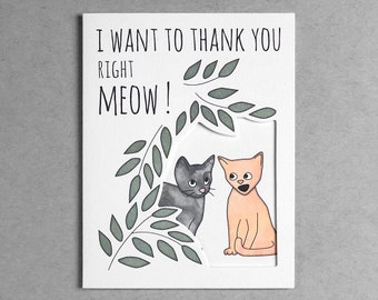 Cat thank you card | funny thank you card friend thank you friend kitten card cat card