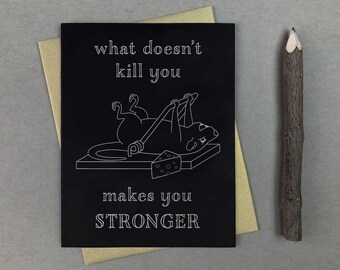 Funny rat card | creepy cute encouragement card letterpress card goth card