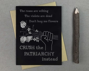 Crush the patriarchy card / feminist card / letterpress card / anti patriarchy card / feminist greeting card / girl power / card for friend