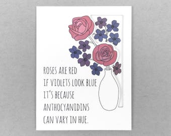 Nerdy love card | funny anniversary card science card love poem card for boyfriend Botany card card for girlfriend