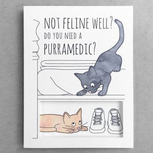 Carte de rétablissement amusante | carte de sympathie chat carte meilleur ami carte maman carte papa